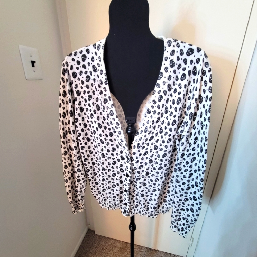 Skull button up sweater